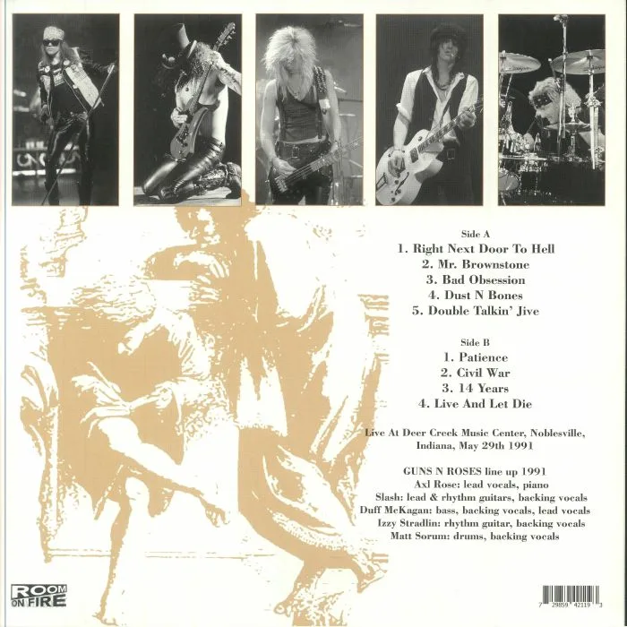 Обратная сторона обложки — GUNS'n'ROSES — Live In Indiana 1991