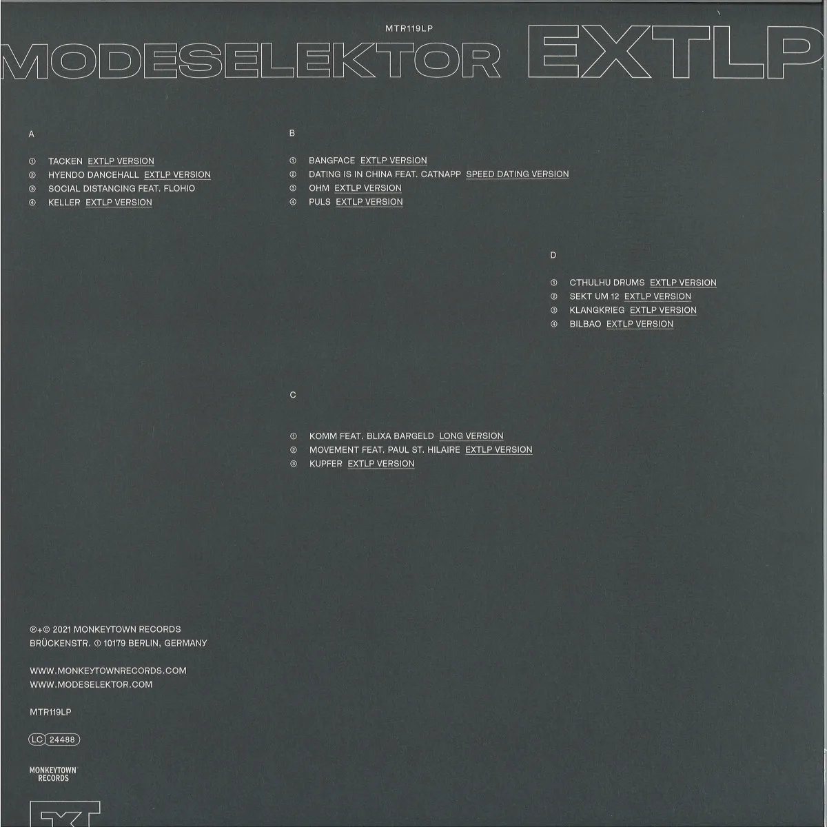 Обратная сторона обложки — Modeselektor — EXTLP 2x12"