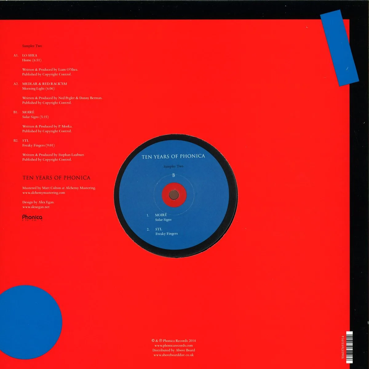 Back cover — Lo Shea/Medlar&Rack'em/Moire/Stl — Ten Years Of Phonica - Sampler Two