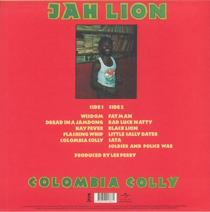 Back cover — JAH LION — Colombia Colly (reissue)