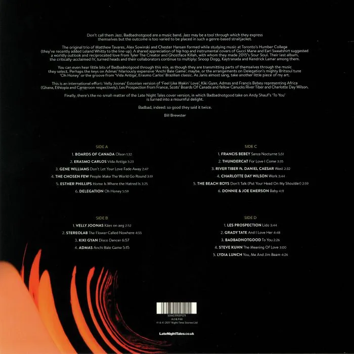 Back cover — BADBADNOTGOOD / VARIOUS — Late Night Tales: Badbadnotgood