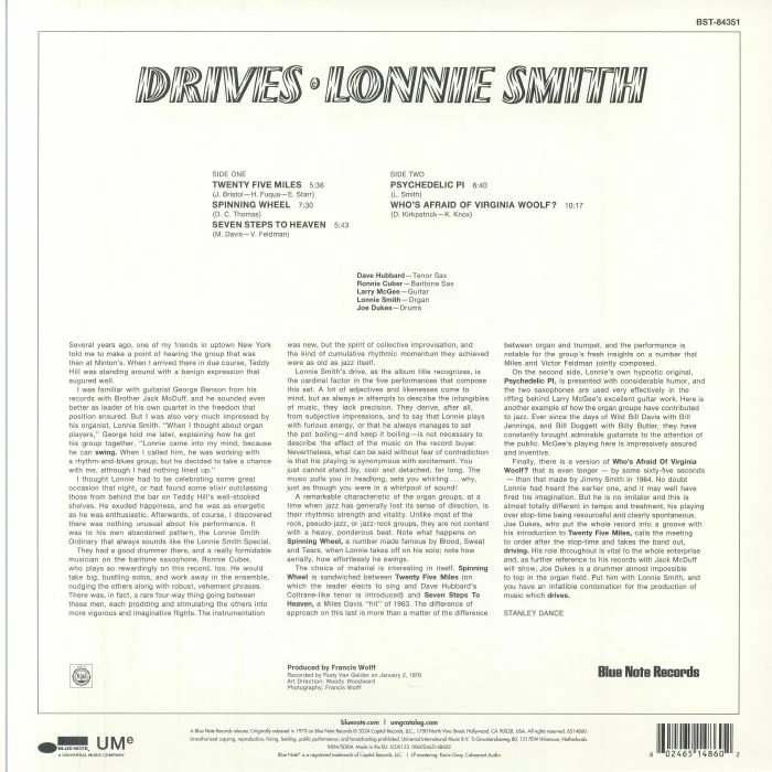 Обратная сторона обложки — Lonnie SMITH — Drives (Classic Vinyl Series)