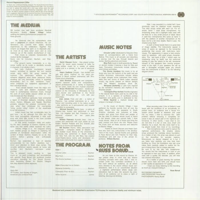 Back cover — ELECTRIC VILLAGE — Electric Village