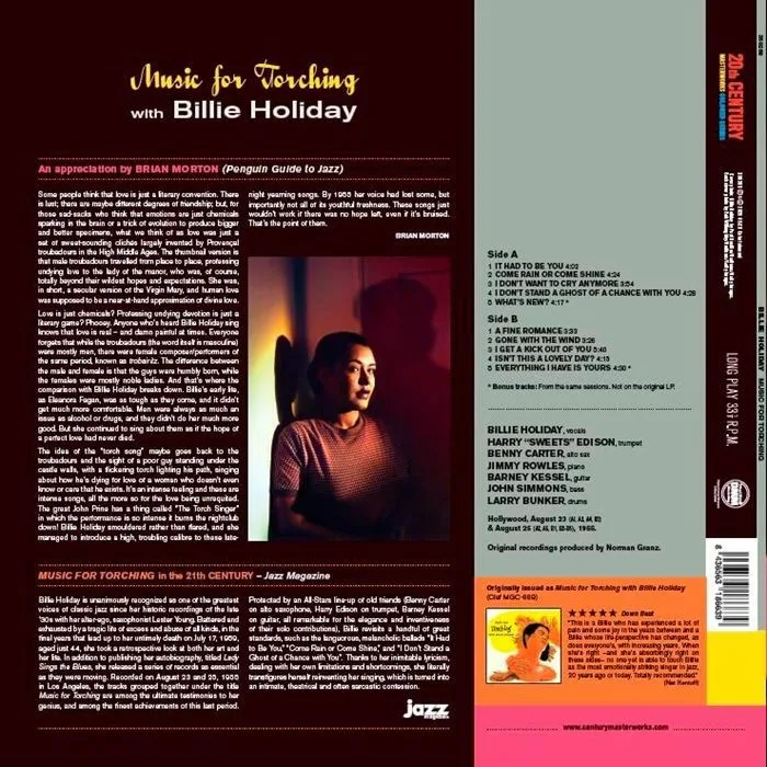 Обратная сторона обложки — Billie HOLIDAY — Music For Torching (reissue)