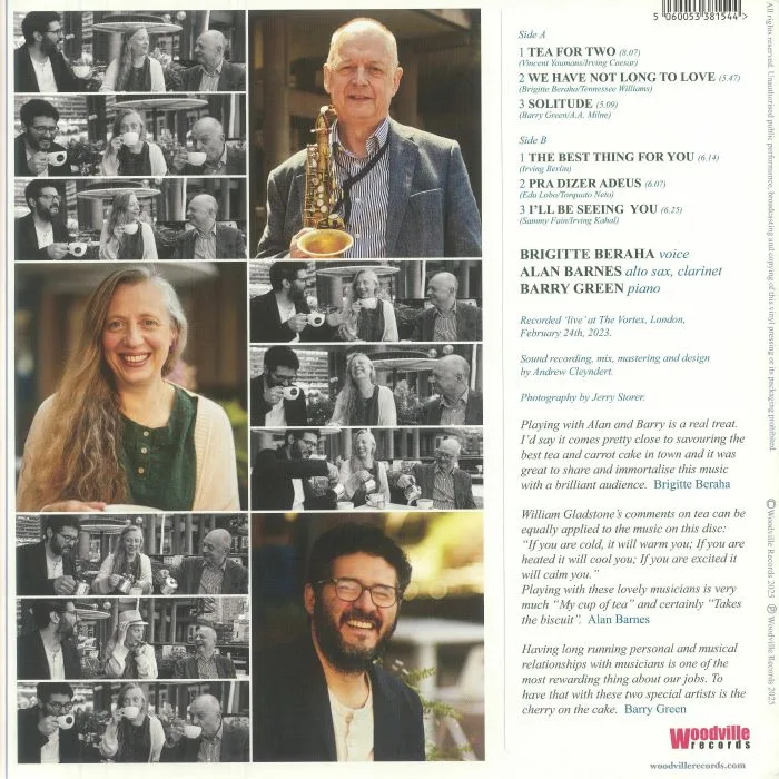 Back cover — Brigitte BERAHA / ALAN BARNES / BARRY GREEN — Tea For Three