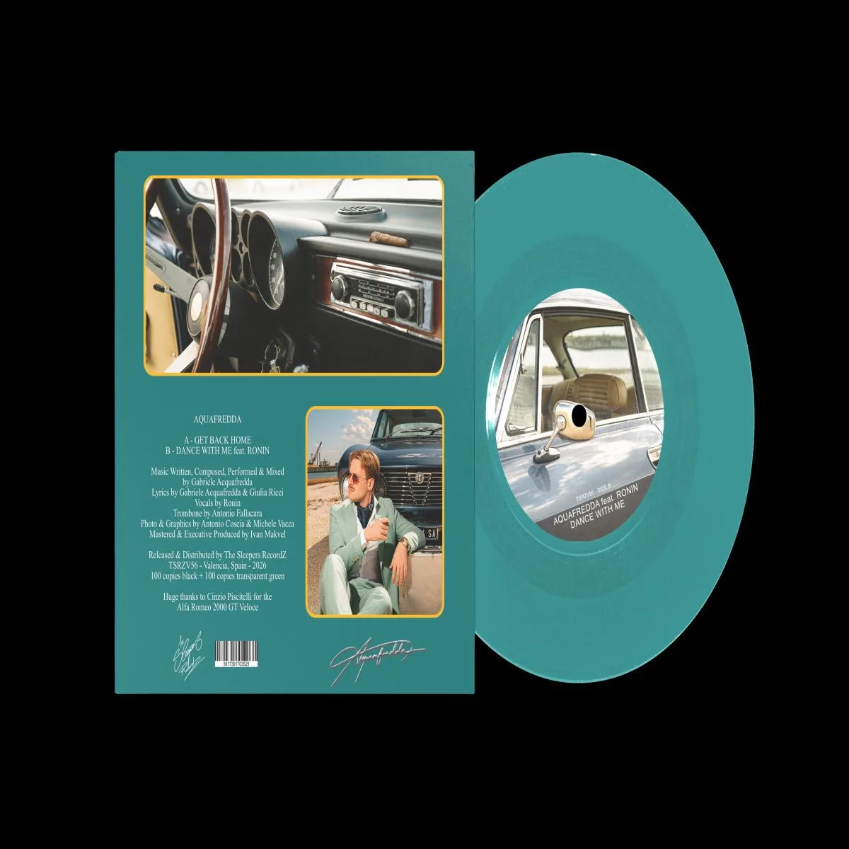 Front cover — Aquafredda — Get Back Home / Dance (7")