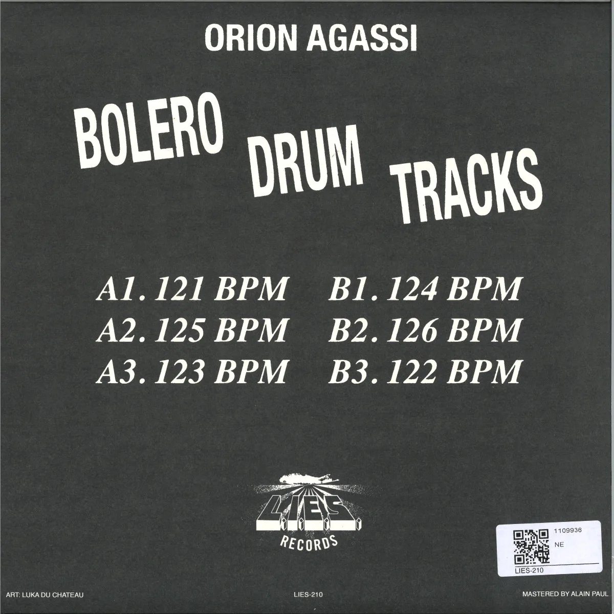 Обратная сторона обложки — Orion Agassi — BOLERO DRUM TRACKS
