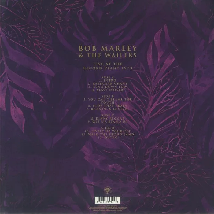 Обратная сторона обложки — Bob MARLEY & THE WAILERS — Live At The Record Plant 1973