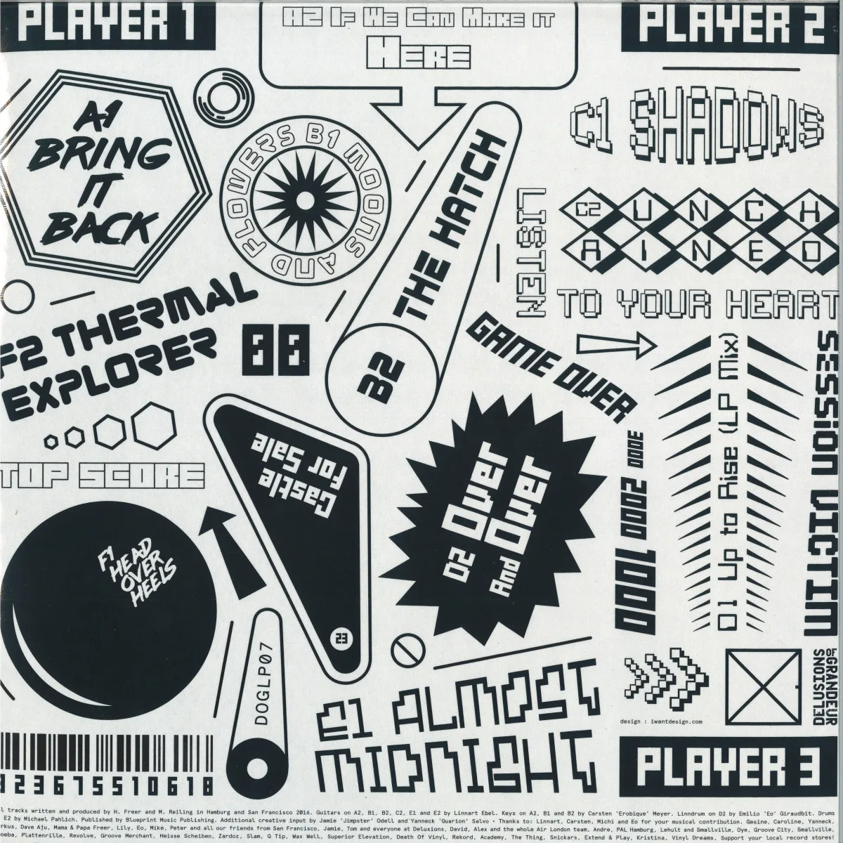Back cover — Session Victim — Listen To Your Heart LP 3x12"