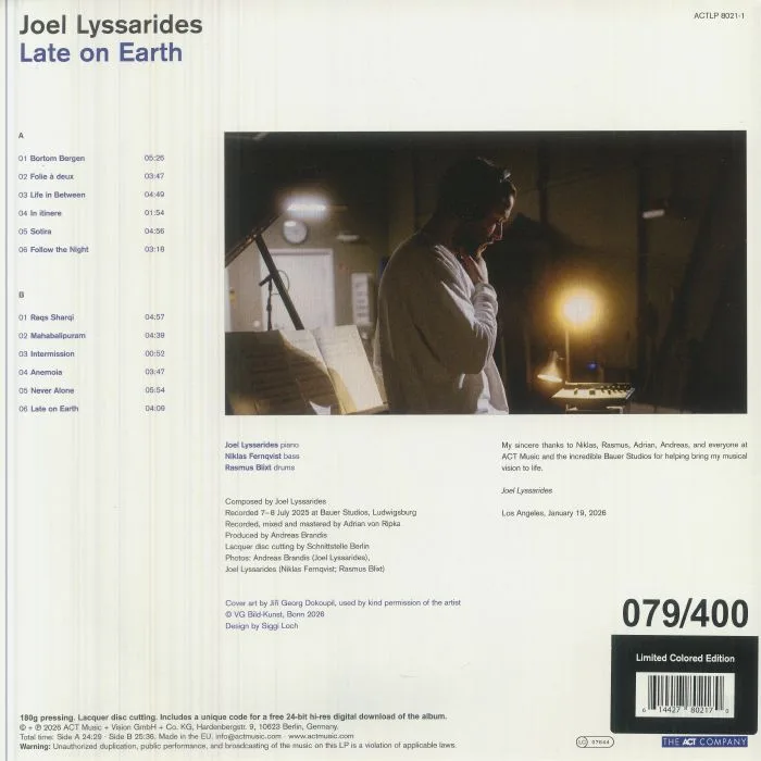 Обратная сторона обложки — Joel LYSSARIDES — Late On Earth