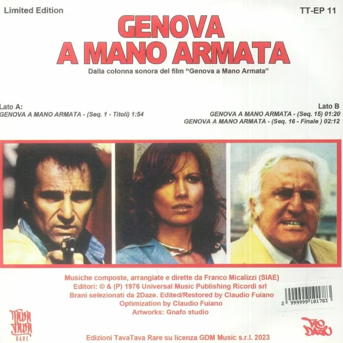 Обратная сторона обложки — Franco MICALIZZI — Genova A Mano Armata (Soundtrack)