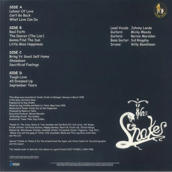 Back cover — The SNAKES — Once Bitten (reissue)