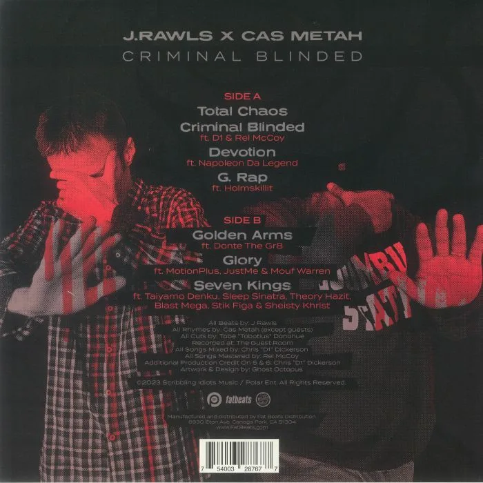 Обратная сторона обложки — J RAWLS / CAS METAH — Criminal Blinded EP