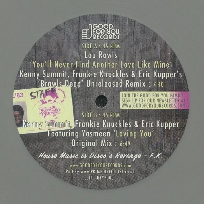 Обратная сторона обложки — Lou RAWLS / KENNY SUMMIT / FRANKIE KNUCKLES / ERIC KUPPER — You'll Never Find Another Love Like Mine