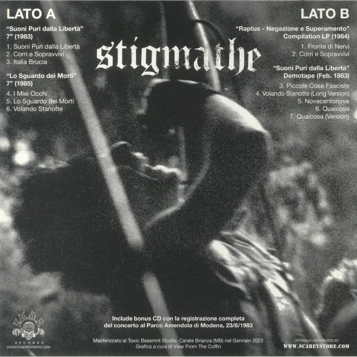 Back cover — STIGMATHE — Corri E Sopravvivi: Studio Demo & Live 1983-1985