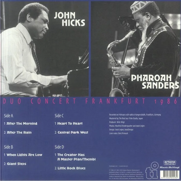 Обратная сторона обложки — Pharoah SANDERS / JOHN HICKS — Duo Concert Frankfurt 1986