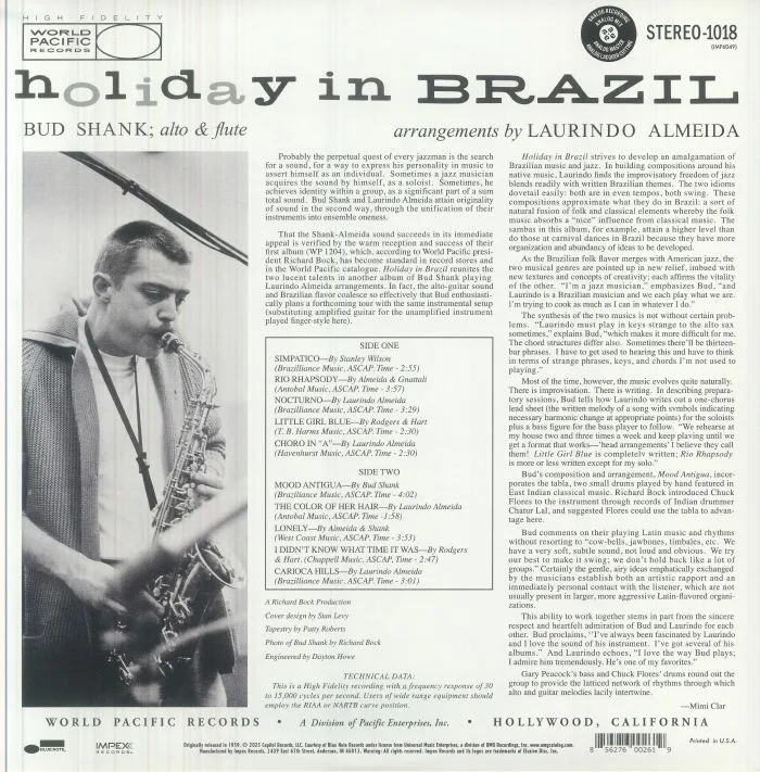 Обратная сторона обложки — BUD SHANK — Holiday In Brazil (reissue)