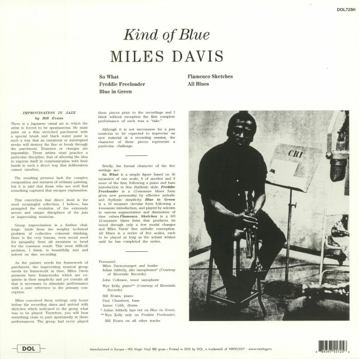 Back cover — Miles DAVIS — Kind Of Blue