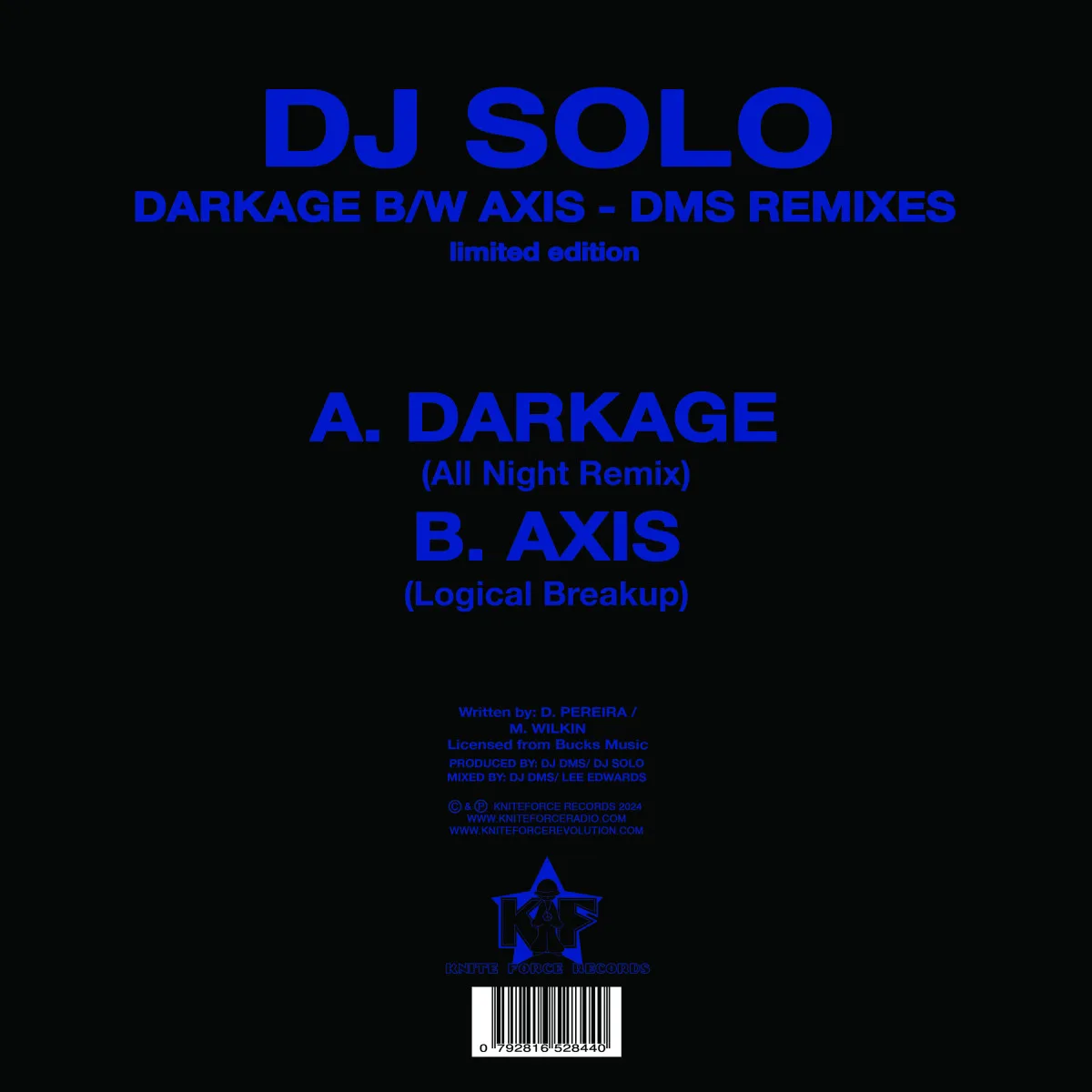 Back cover — Dj Solo — Darkage / Axis (Original DMS Remixes EP)
