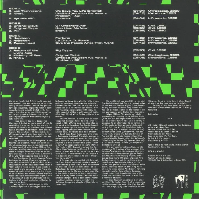Back cover — Tony BONINSEGNA / VARIOUS — Notes From Underground 1986-1994 Vol 2 (remastered)
