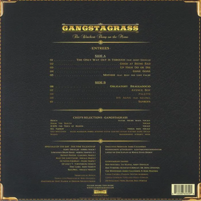 Обратная сторона обложки — GANGSTAGRASS — Blackest Thing On The Menu
