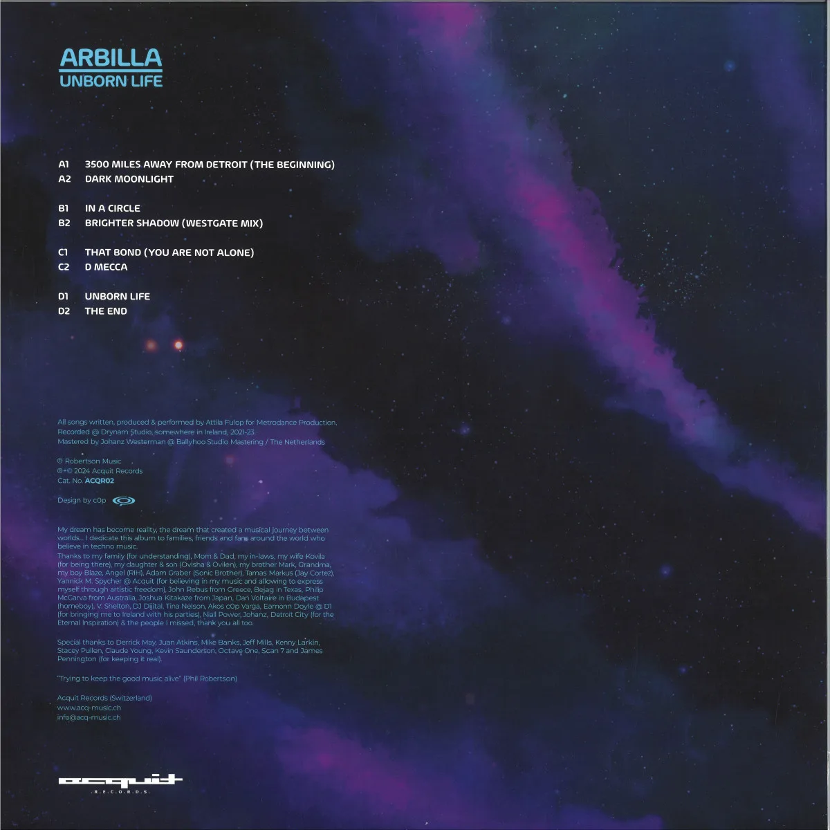 Back cover — Arbilla — Unborn Life LP 2x12"