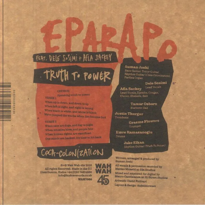 Back cover — EPARAPO feat DELE SOSIMI / AFLA SACKEY — Truth To Power