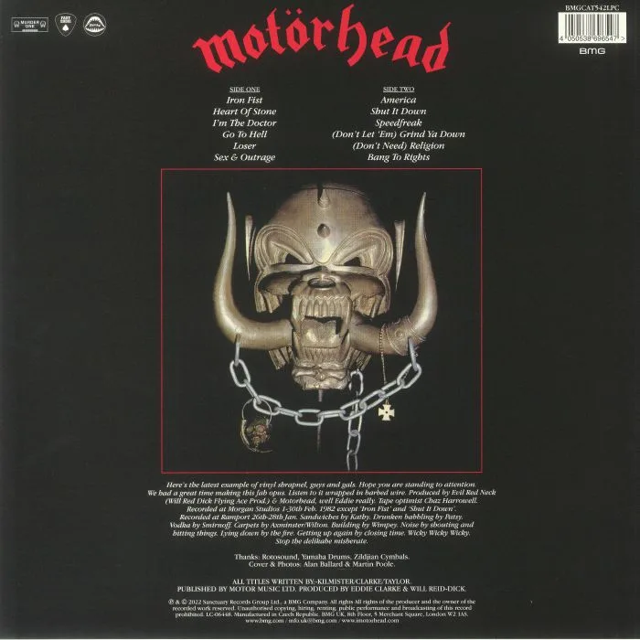 Back cover — MOTORHEAD — Iron Fist (40th Anniversary Edtion)