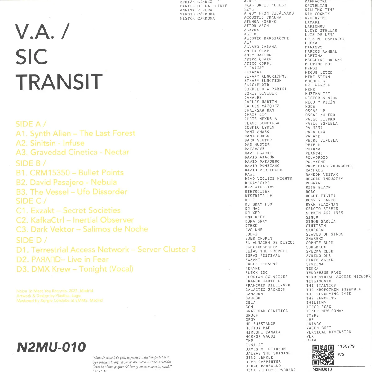 Обратная сторона обложки — VARIOUS — SIC TRANSIT LP 2x12"