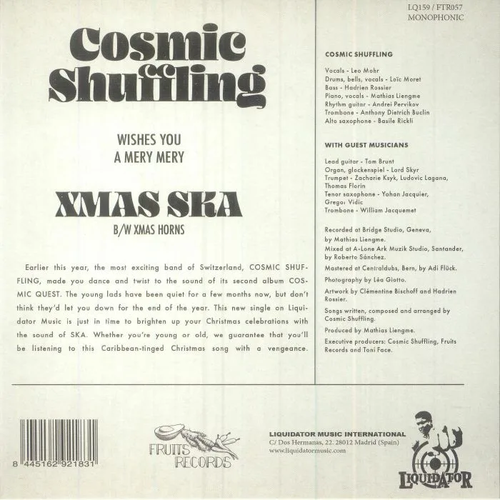 Back cover — COSMIC SHUFFLING — Xmas Ska