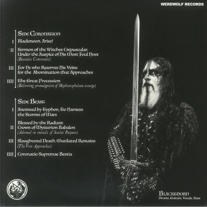 Back cover — THORNSPAWN — Coronation Of The Supreme Beast