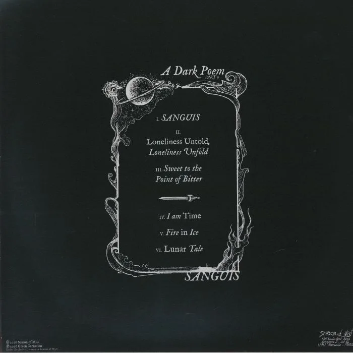 Back cover — GREEN CARNATION — A Dark Poem, Part II: Sanguis