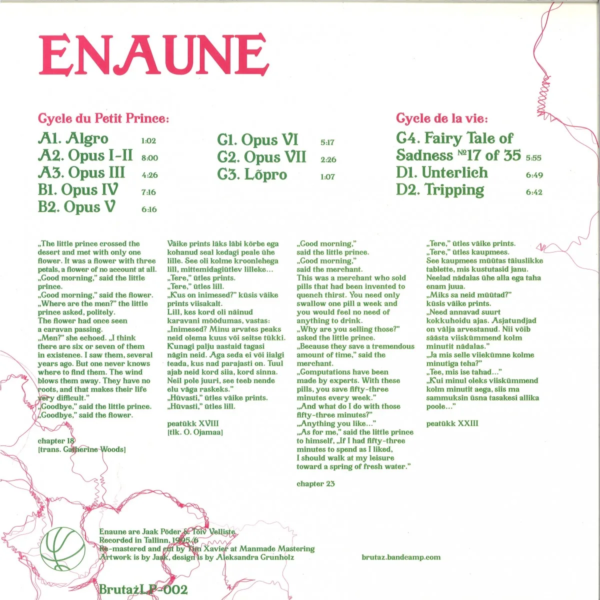 Обратная сторона обложки — Enaune — CYCLE DE PETIT PRINCE DE SAINT-EXUPÉRY