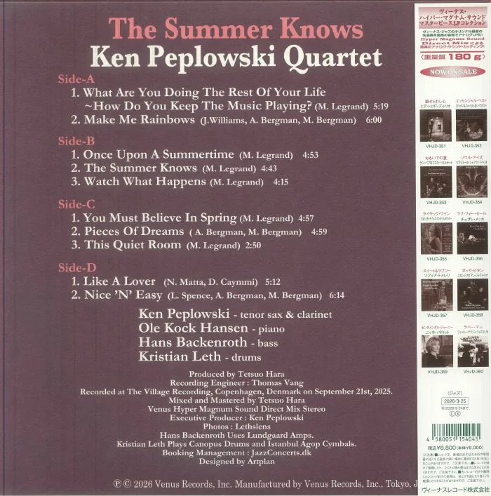 Back cover — KEN PEPLOWSKI QUARTET — The Summer Knows: The Music Of Michel Legrand & Marilyn & Alan Bergman