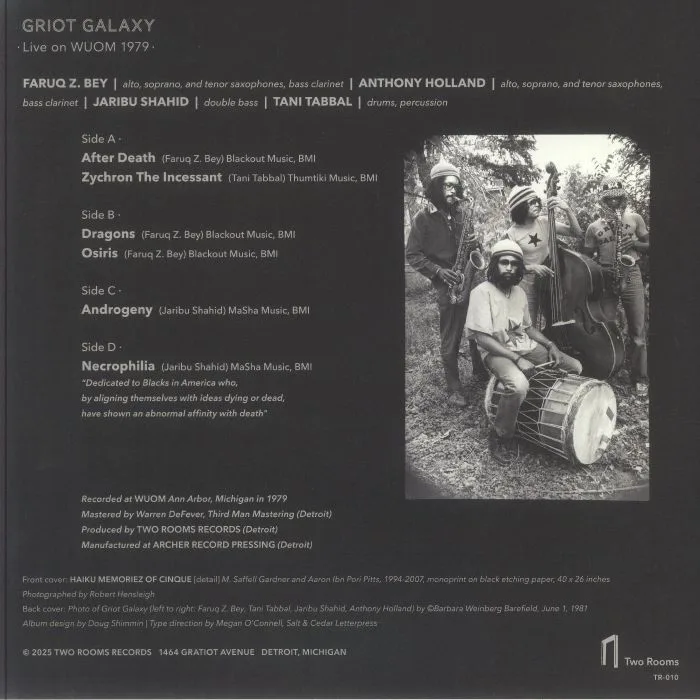 Back cover — GRIOT GALAXY — Live On Wuom 1979