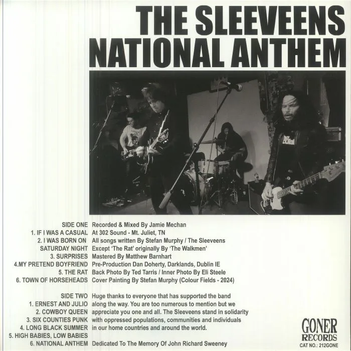 Back cover — The SLEEVEENS — National Anthem
