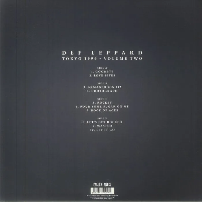 Обратная сторона обложки — DEF LEPPARD — Tokyo 1999: Volume Two