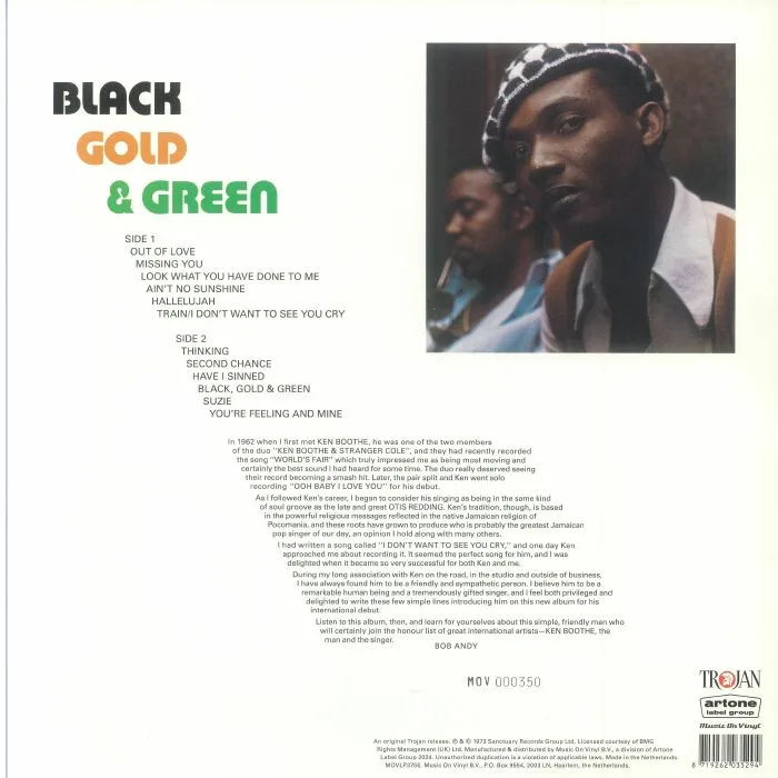 Back cover — Ken BOOTHE — Black Gold & Green (reissue)