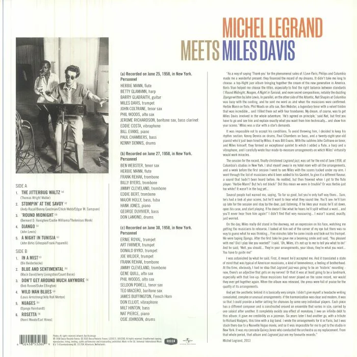 Обратная сторона обложки — Michel LEGRAND meets MILES DAVIS — Michel Legrand Meets Miles Davis (reissue)