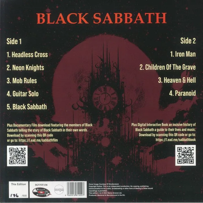 Back cover — BLACK SABBATH — Neon Nights: The Legendary Broadcast Osaka Japan 19th October 1989