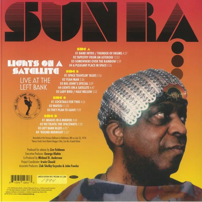 Back cover — SUN RA — Lights On A Satellite: Live At The Left Bank (Record Store Day Black Friday RSD 2024)