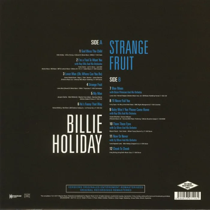 Обратная сторона обложки — Billie HOLIDAY — Strange Fruit