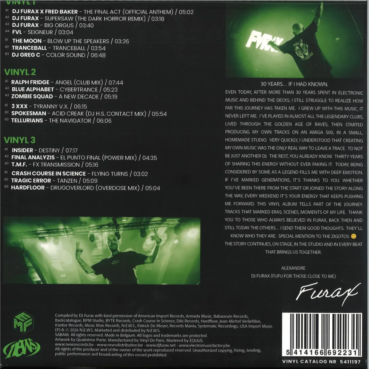Back cover — Various — FURAX - THE FINAL ACT (30 YEARS) LP 3x12”