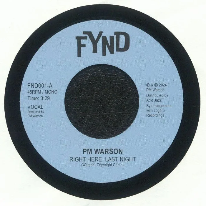 Front cover — PM WARSON — Right Here Last Night (mono)