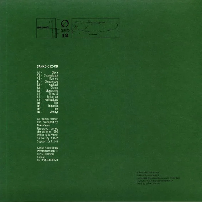 Back cover — Mika VAINIO — Olento (reissue)