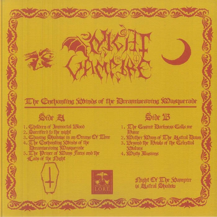 Обратная сторона обложки — NIGHT OF THE VAMPIRE — The Enchanting Winds Of The Dreamweaving Masquerade