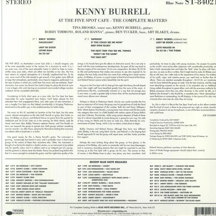 Обратная сторона обложки — Kenny BURRELL with ART BLAKEY — On View At The Five Spot Cafe: The Complete Masters (Tone Poet Series)