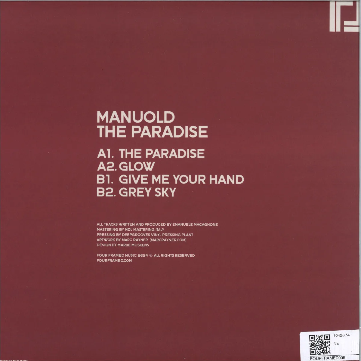 Обратная сторона обложки — MANUOLD — THE PARADISE EP