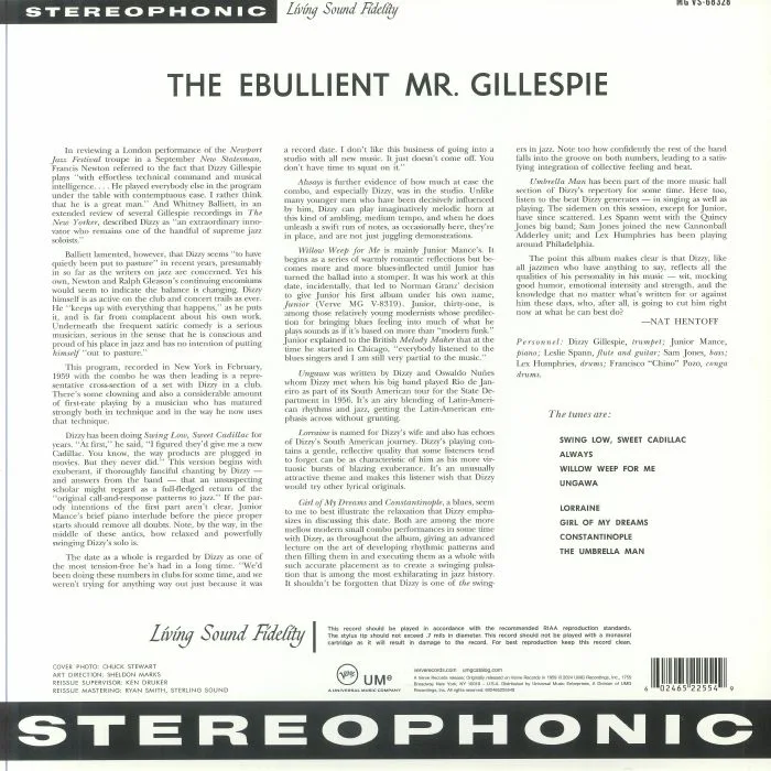 Обратная сторона обложки — Dizzy GILLESPIE — The Ebullient Mr Gillespie (reissue)