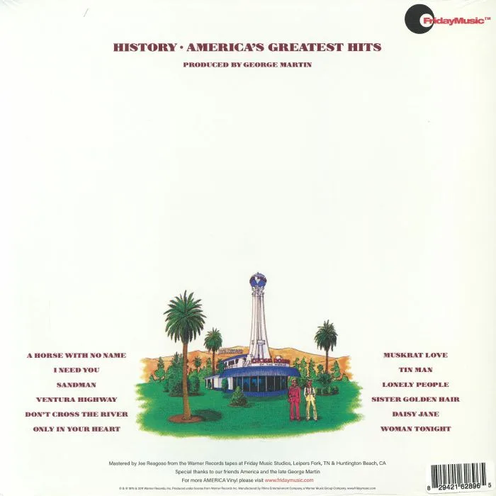 Обратная сторона обложки — AMERICA — History: America's Greatest Hits (50th Anniversary Edition)